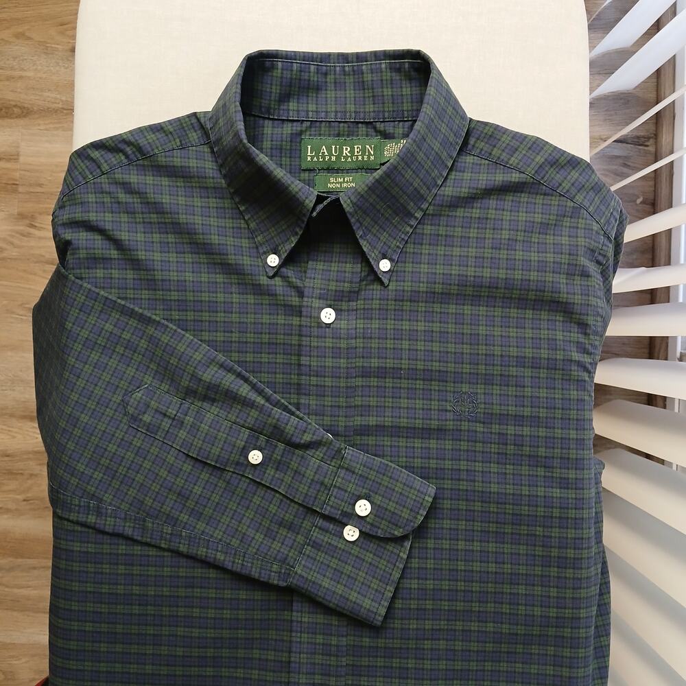 Ralph Lauren Slim Fit Non Iron Button-up Shirt Mens 16.5 34 / 35 LS repaired - Picture 16 of 16